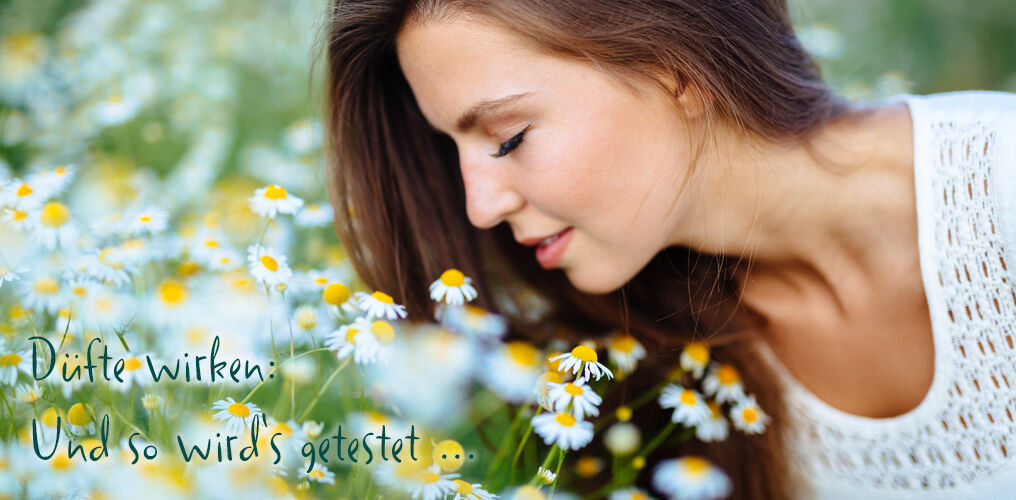 Text: "Fragrances work... and this is how it is tested." on a light green background.