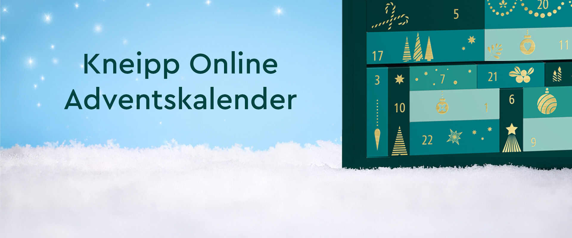 Adventskalender angeschnitten im Schnee.