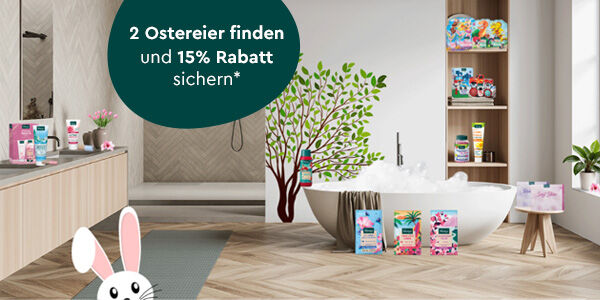 Virtuelles Badezimmer mit Kneipp Neuheiten und Ostereiersuche.