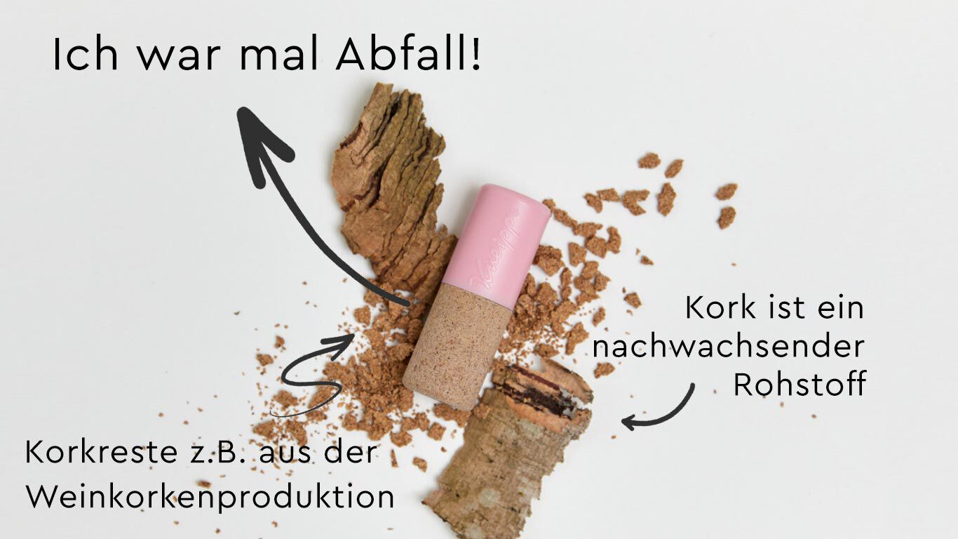 Unsere Lippenpflege-Hülsen werden aus Korkresten hergestellt