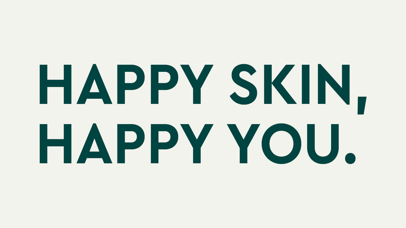 Illustration: Happy Skin, happy you, auf grünem Hintergrund
