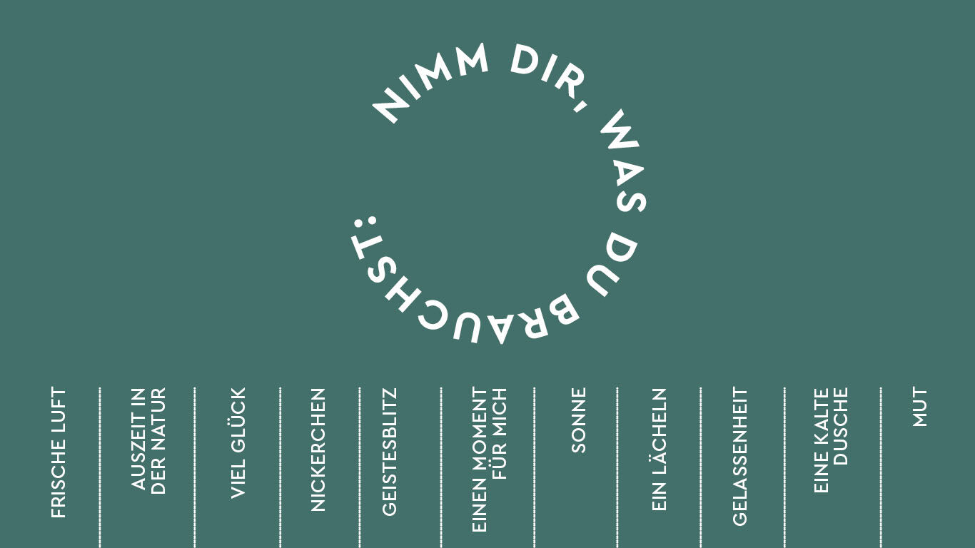 Visuelle Darstellung eines Abreiszettels: Nimm dir, was du brauchst.