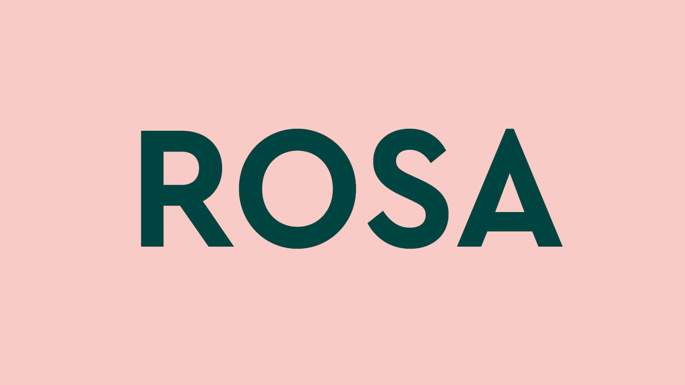 Rosa Hintergrund mit dem Text "rosa" in dunkelgrün.