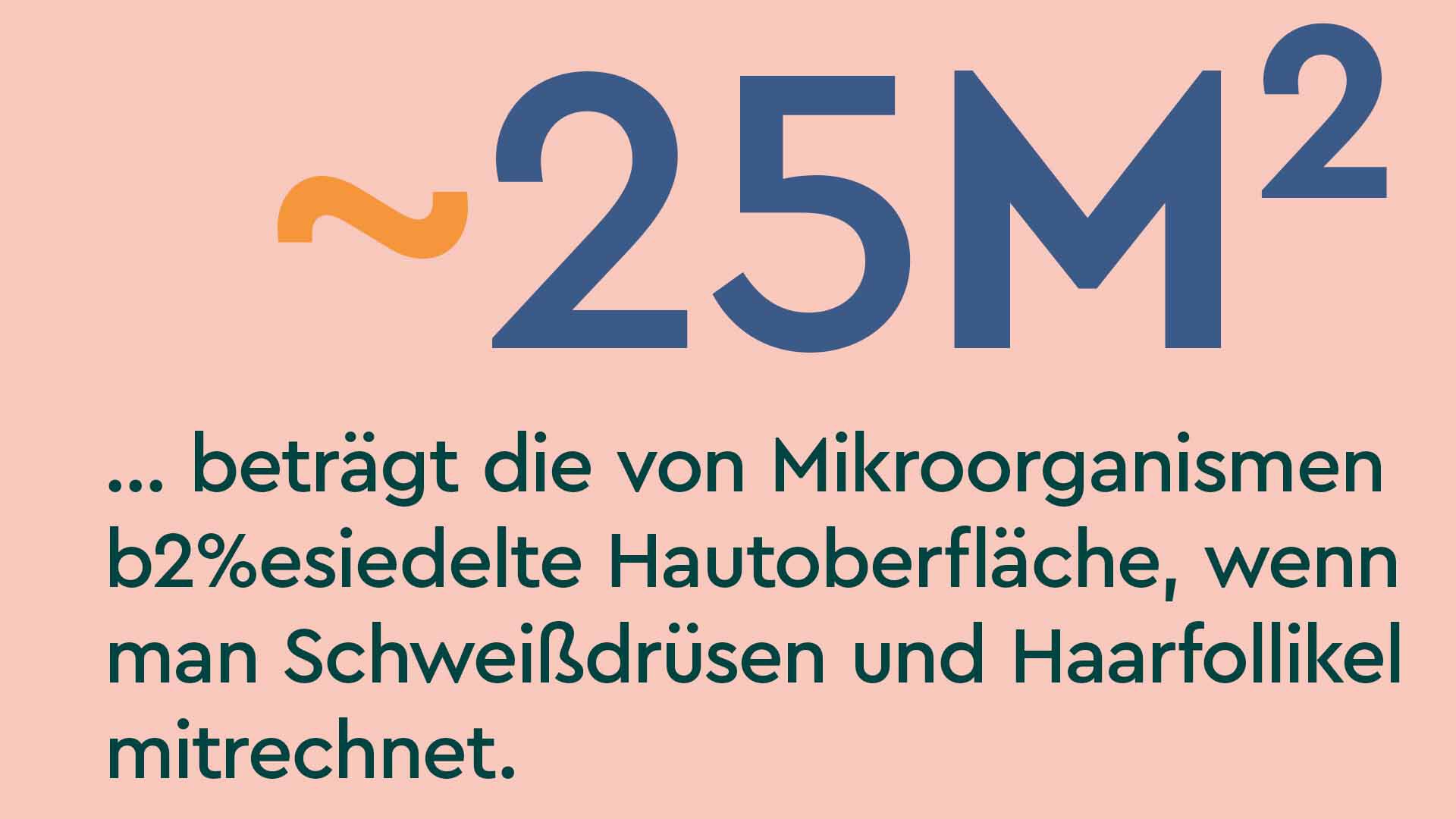 Fakt auf rosa Hintergrund: Die von Mikroorganismen besiedelte Hautoberfläche beträgt 25 Quadratmeter, wenn man Schweißdrüsen und Haarfollikel mitrechnet.
