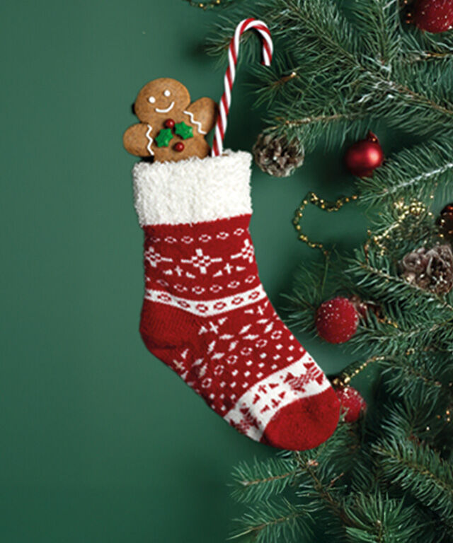 Nikolausstiefel mit Lebkuchen Männchen.