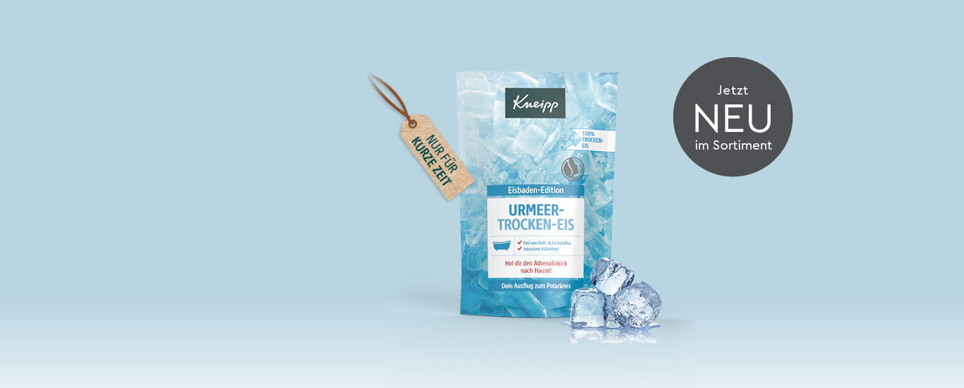 Aprilscherz bei Kneipp: Urmeer-Trocken-Eis. Aprilscherz-Produkt von Kneipp.