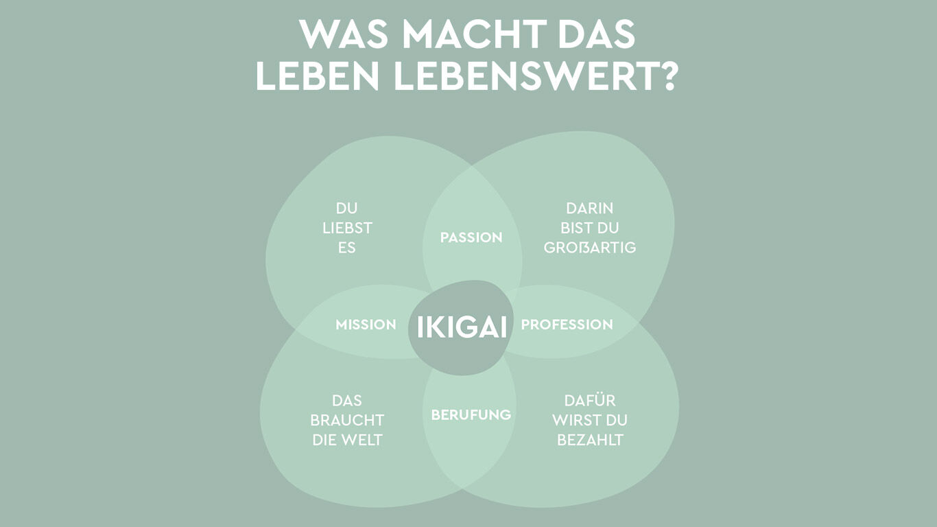 Visuelle Darstellung des Ikigai Modells.