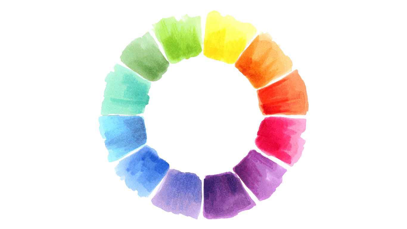 Farbkreis in Wasserfarbenoptik.