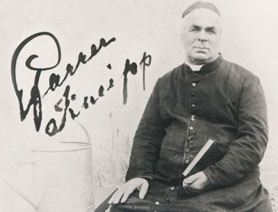 Sebastian Kneipp Une ancienne photo de Sebastian Kneipp avec signature