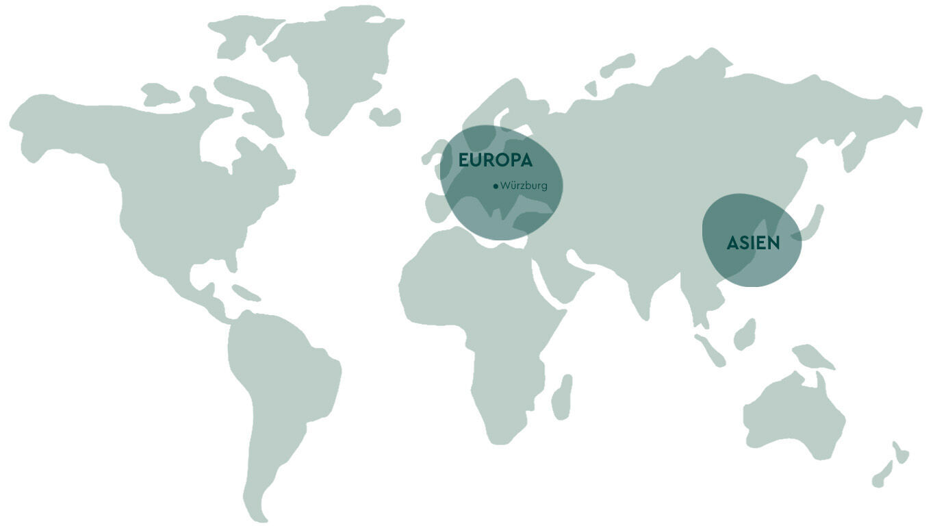 Carte g&eacute;ographique avec des rep&egrave;res dans lesquels Kneipp est repr&eacute;sent&eacute;.