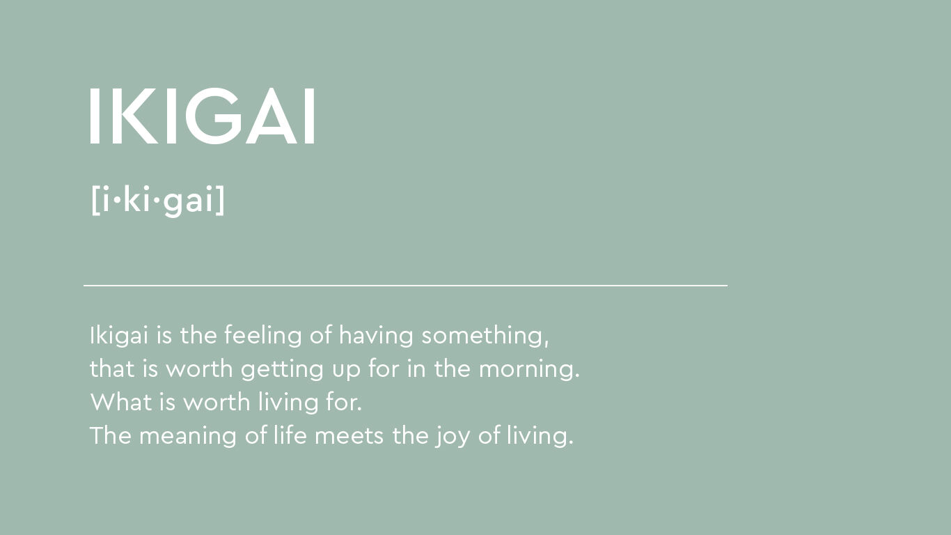 Transcription phonétique et explication du mot ikigai.