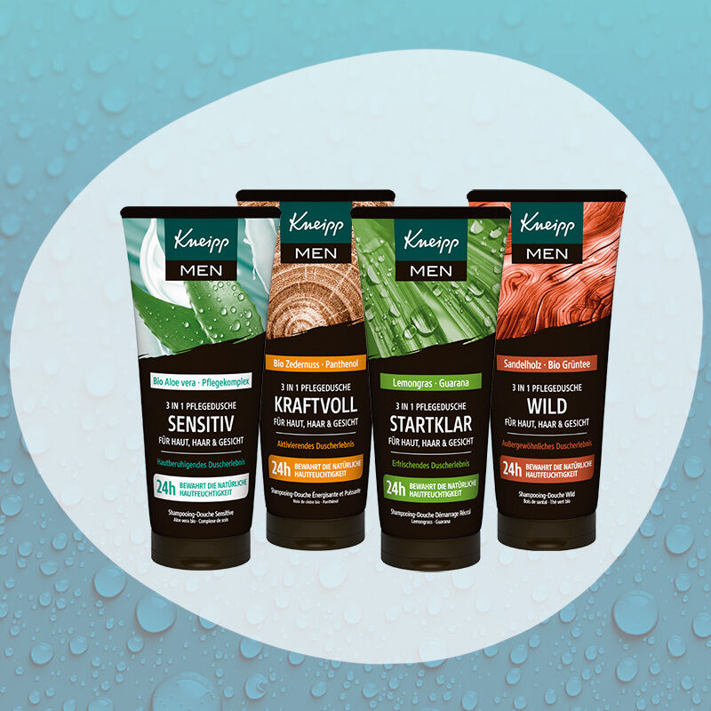 Illustration de quelques produits de la gamme Kneipp MEN