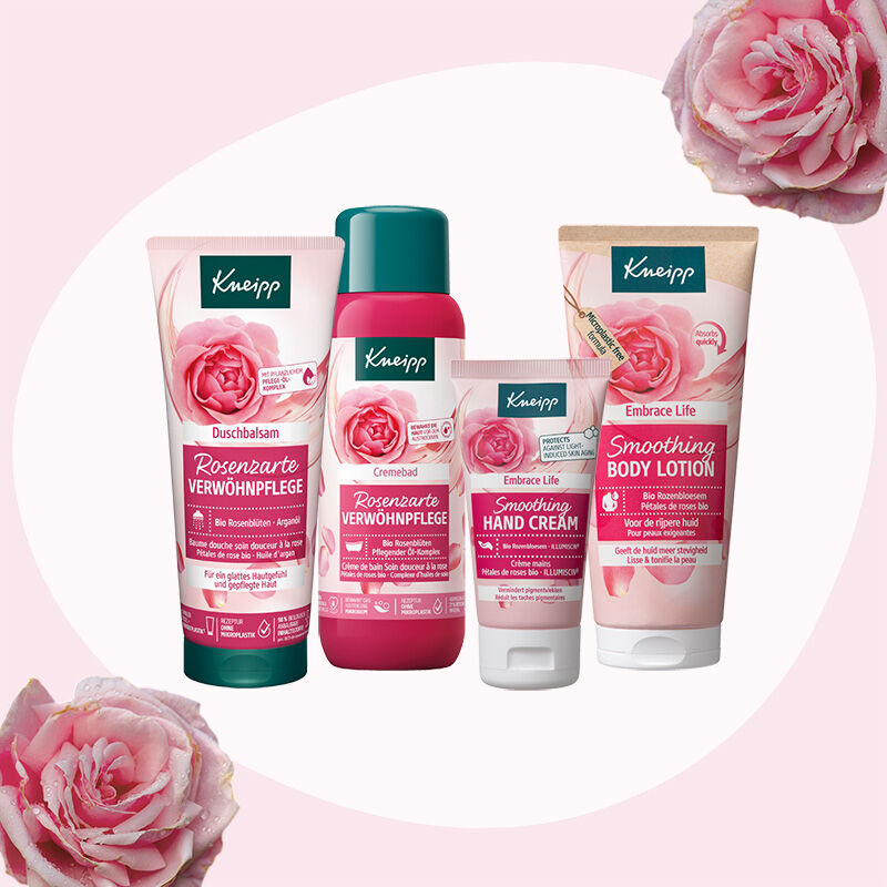 Illustration de quelques produits de la gamme de soins Rosenzart