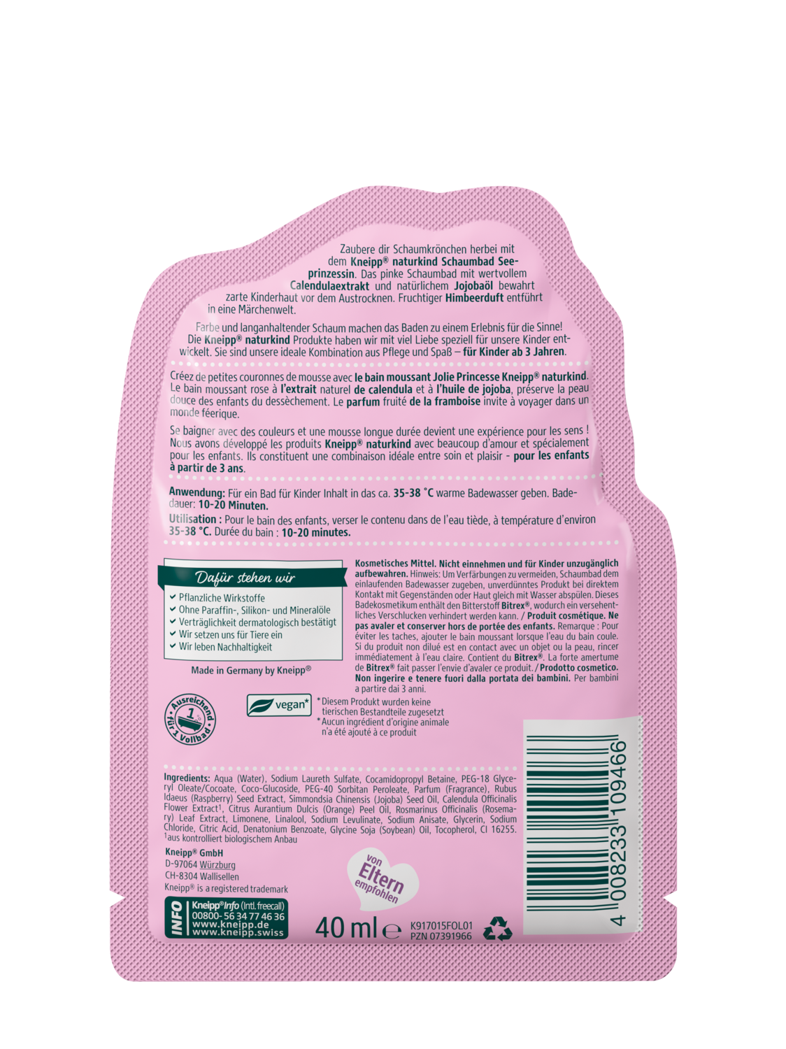 Pěna do koupele Mořsk&aacute; princezna - Zadn&iacute; pohled