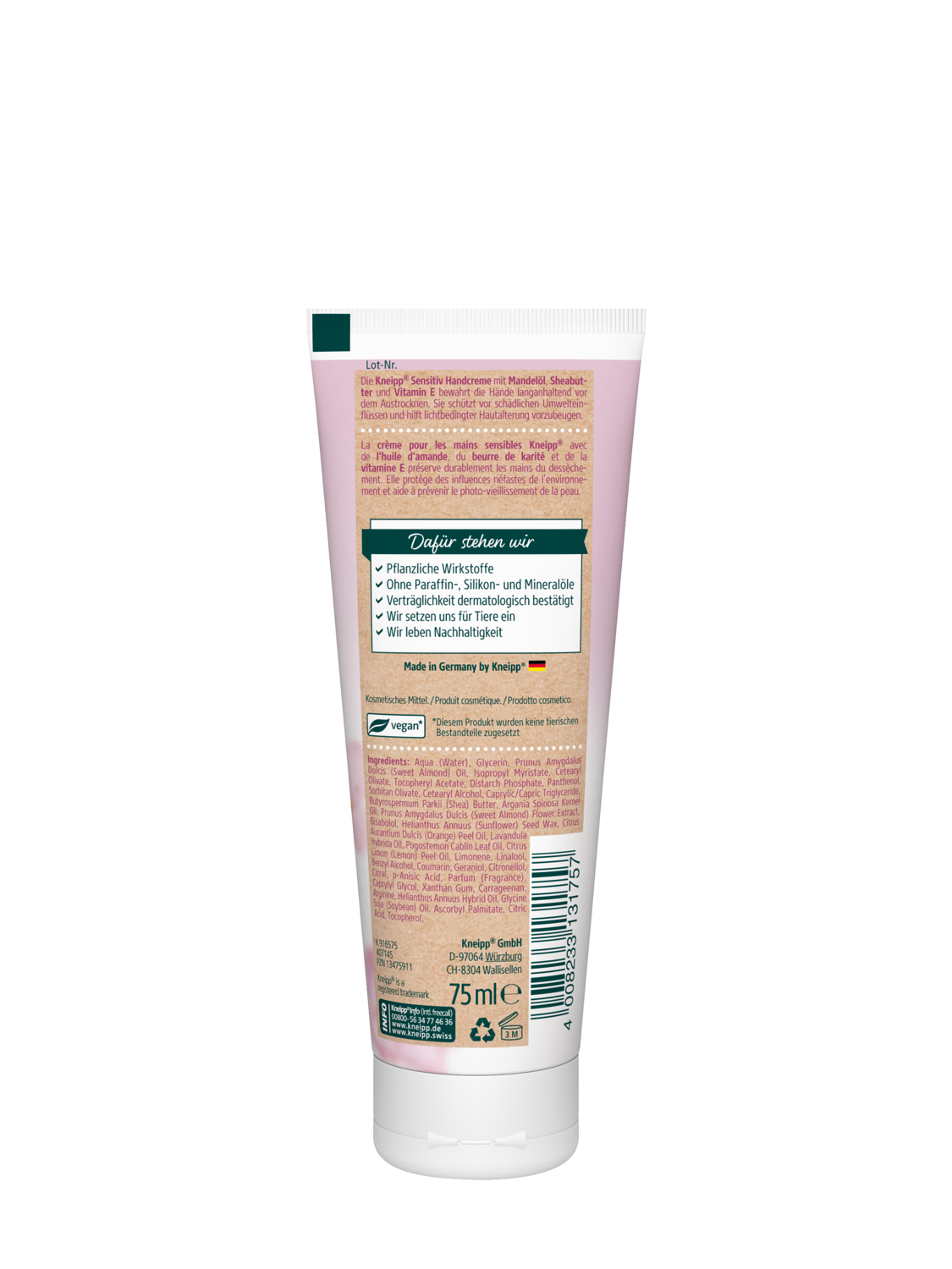 Kr&eacute;m na ruce Mandlov&eacute; květy - Zadn&iacute; pohled