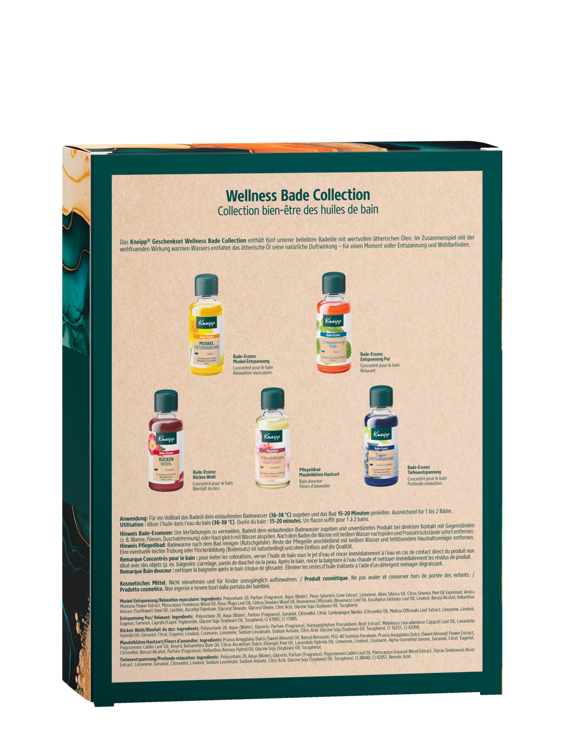 D&aacute;rkov&aacute; sada pěti olejů do koupele - Zadn&iacute; pohled