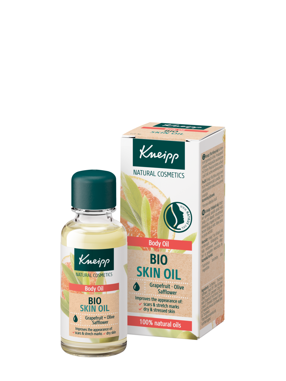 Bio tělov&yacute; olej  - Pohled zepředu