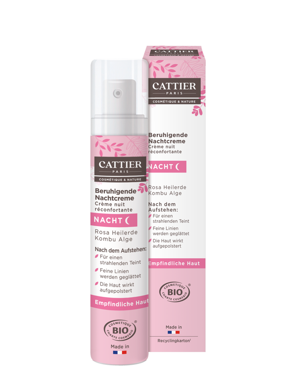 Cattier Beruhigende Nachtcreme - Rosa Heilerde
