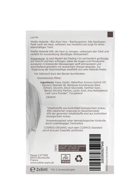 Cattier Weißes Heilerde Peeling 2x6 ml - Rückansicht