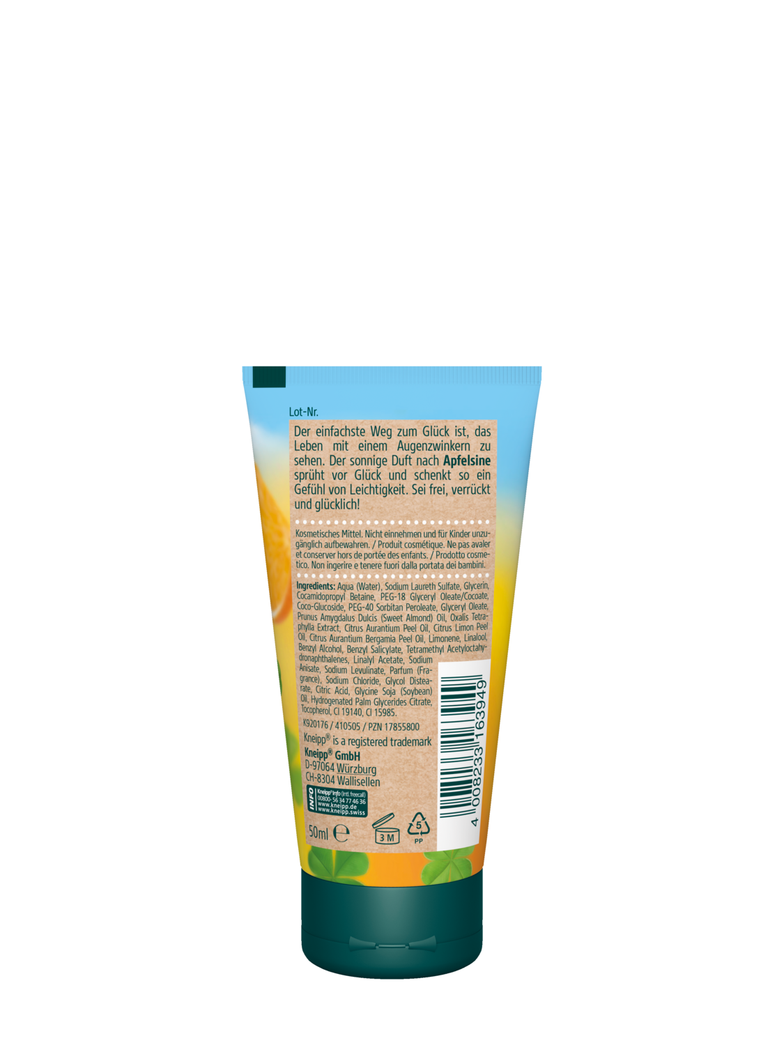 Aroma-Pflegedusche Sei frei, verr&uuml;ckt und gl&uuml;cklich! - R&uuml;ckansicht