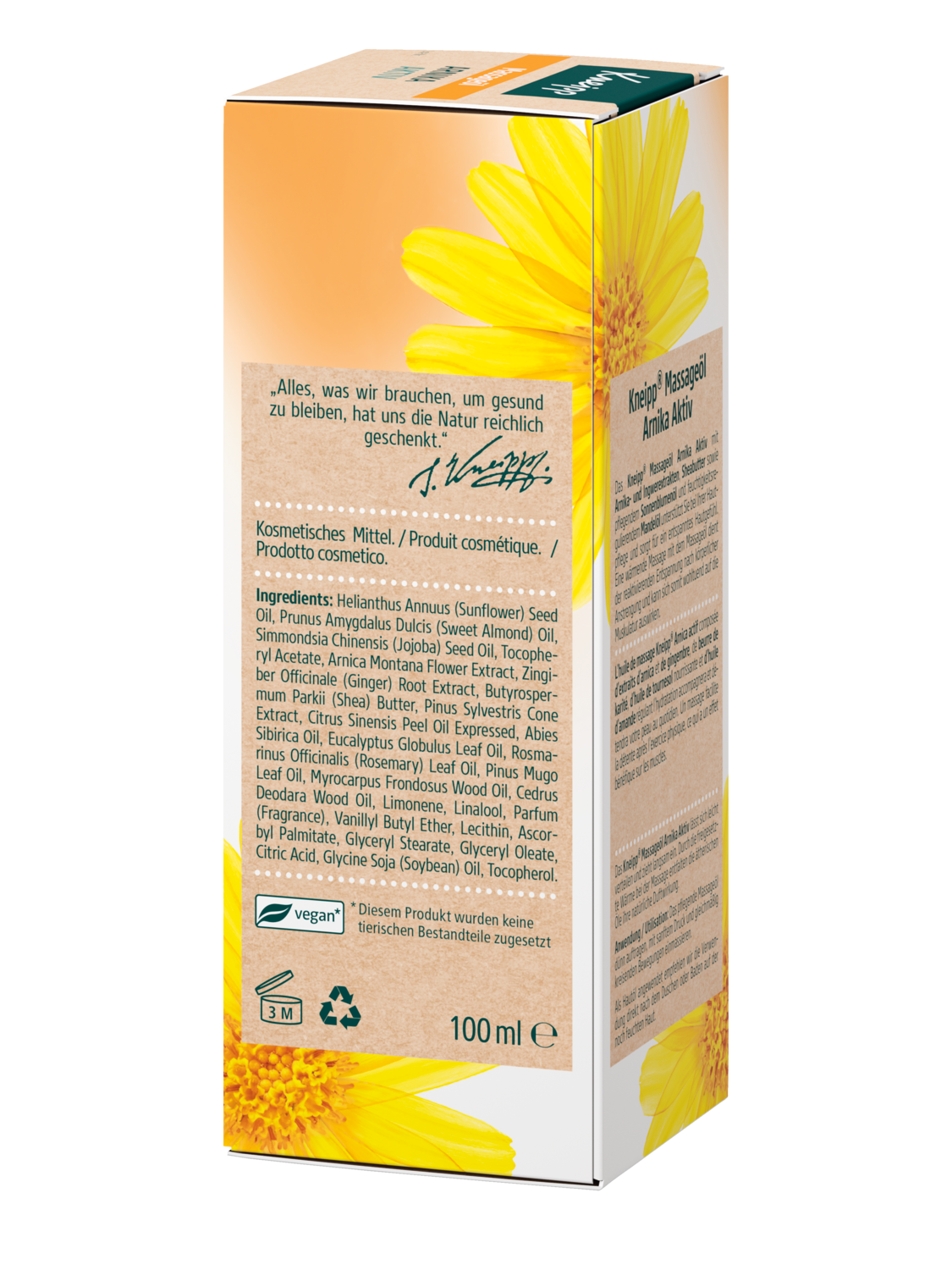 Massage&ouml;l Arnika Aktiv - Linke Ansicht