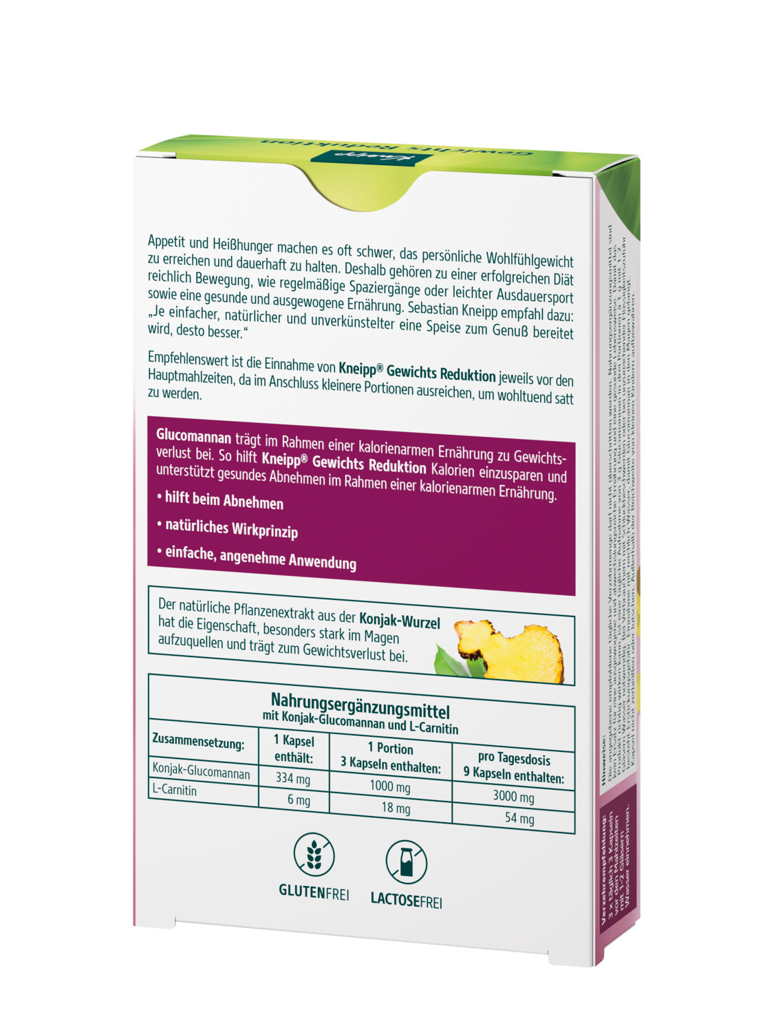 KNEIPP Gewichts Reduktion 400 Kapseln - R&uuml;ckansicht