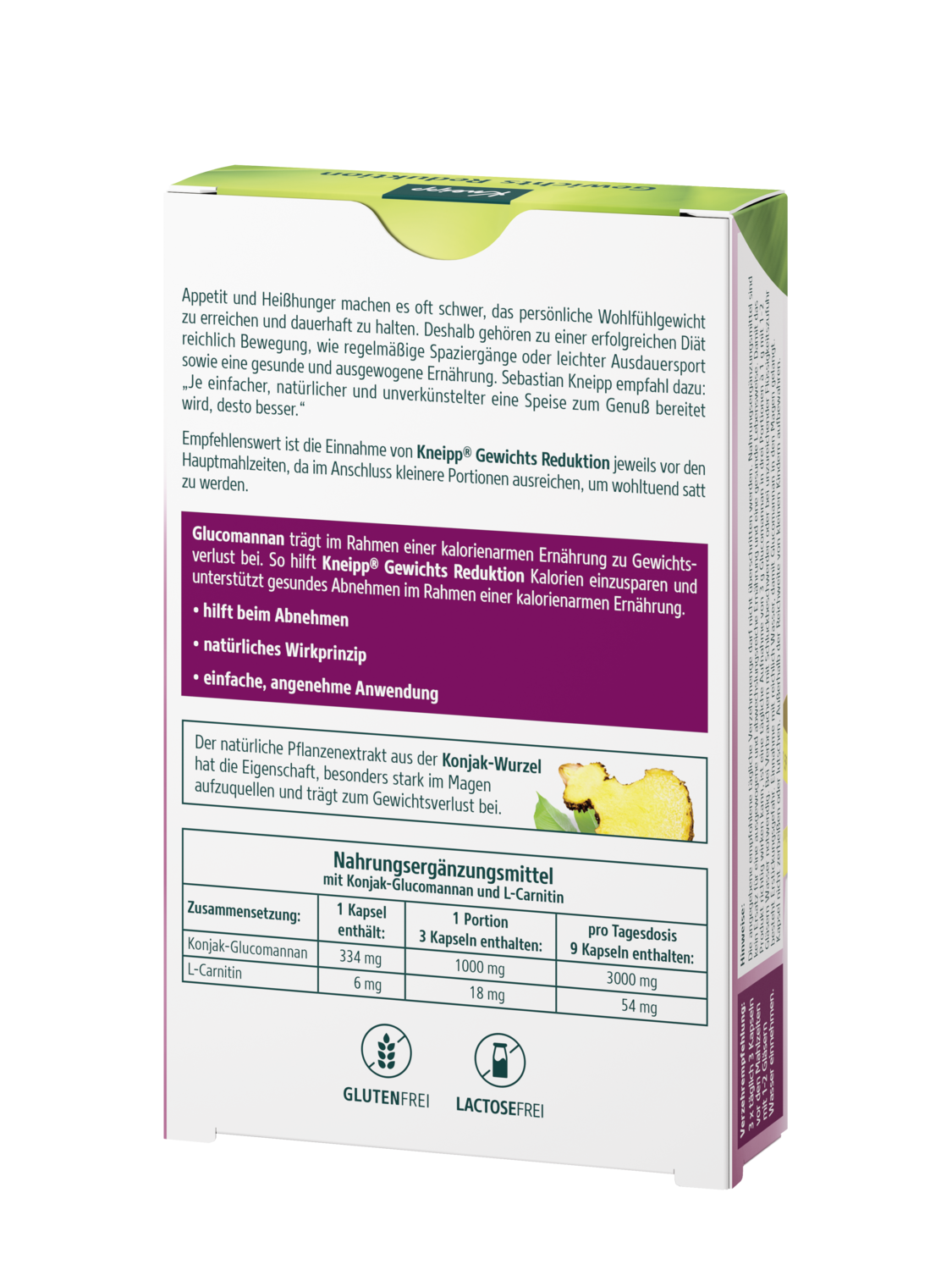 KNEIPP Gewichts Reduktion 400 Kapseln - R&uuml;ckansicht