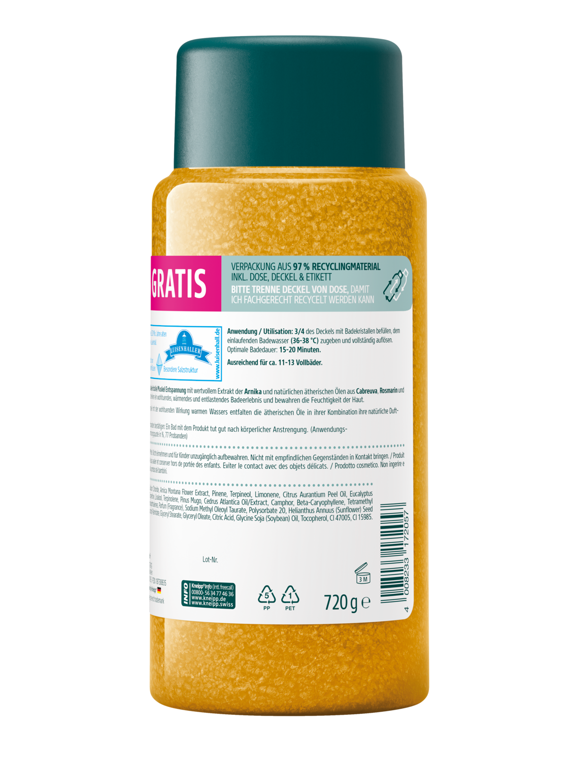 Badekristalle Muskel Entspannung + 20% gratis - R&uuml;ckansicht