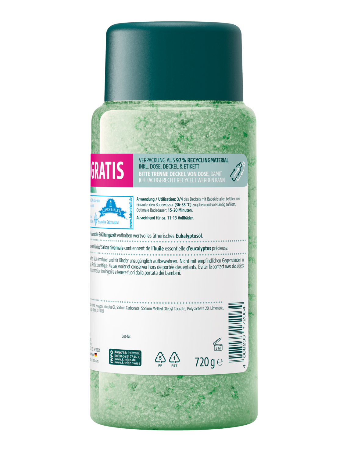 Badekristalle Erk&auml;ltungszeit + 20% gratis - R&uuml;ckansicht