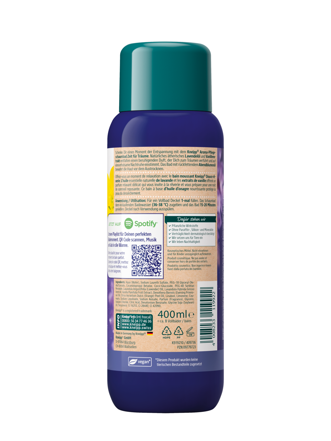 Aroma-Pflegeschaumbad Zeit f&uuml;r Tr&auml;ume - R&uuml;ckansicht