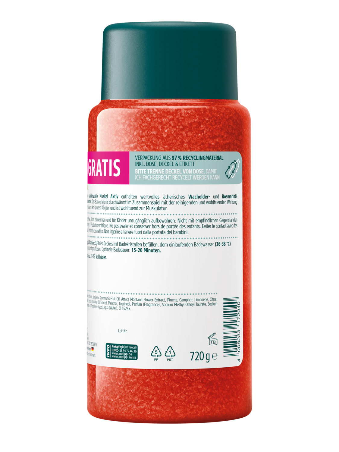 Badekristalle Muskel Aktiv + 20% gratis - R&uuml;ckansicht