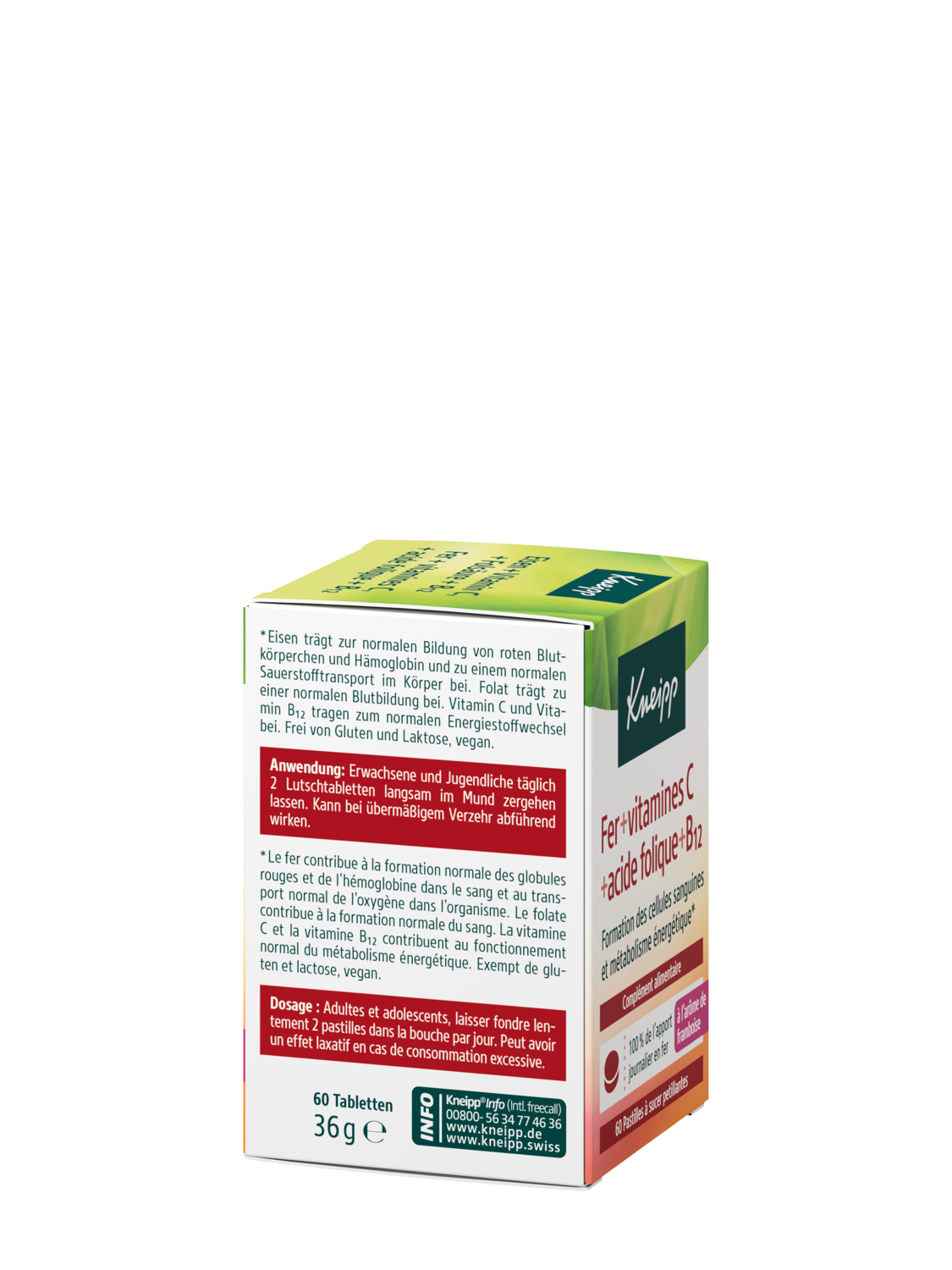 Eisen + Vitamin C + Fols&auml;ure + B12 - Linke Ansicht