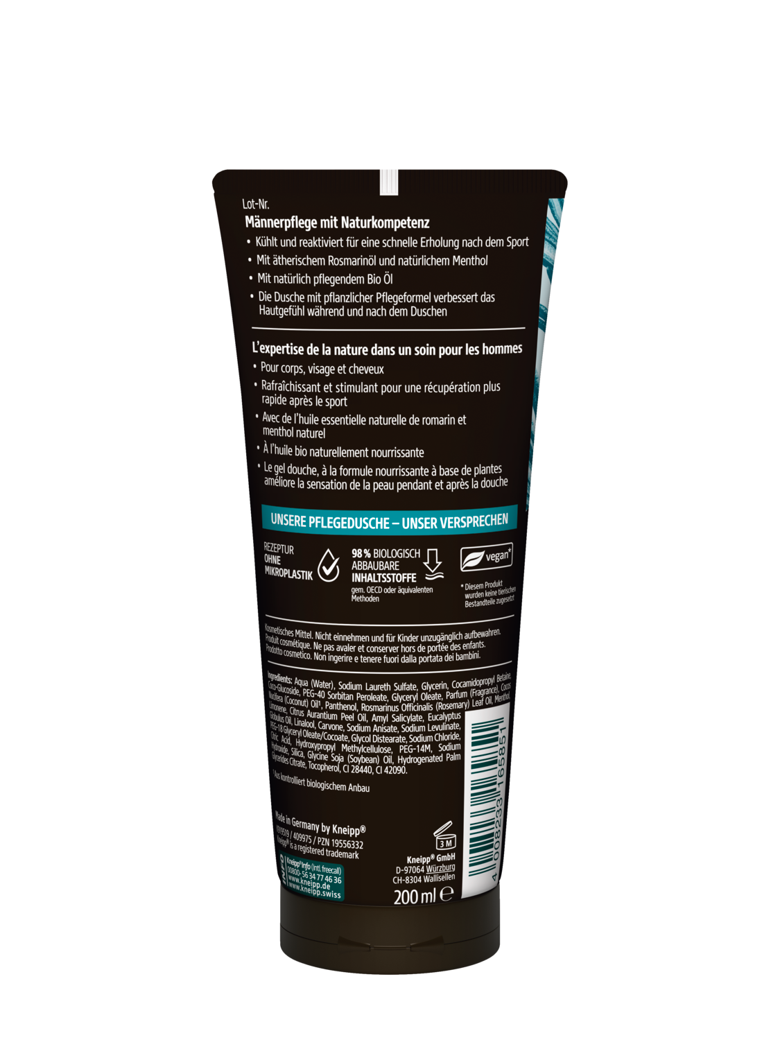 3 in 1 Pflegedusche Sport - R&uuml;ckansicht