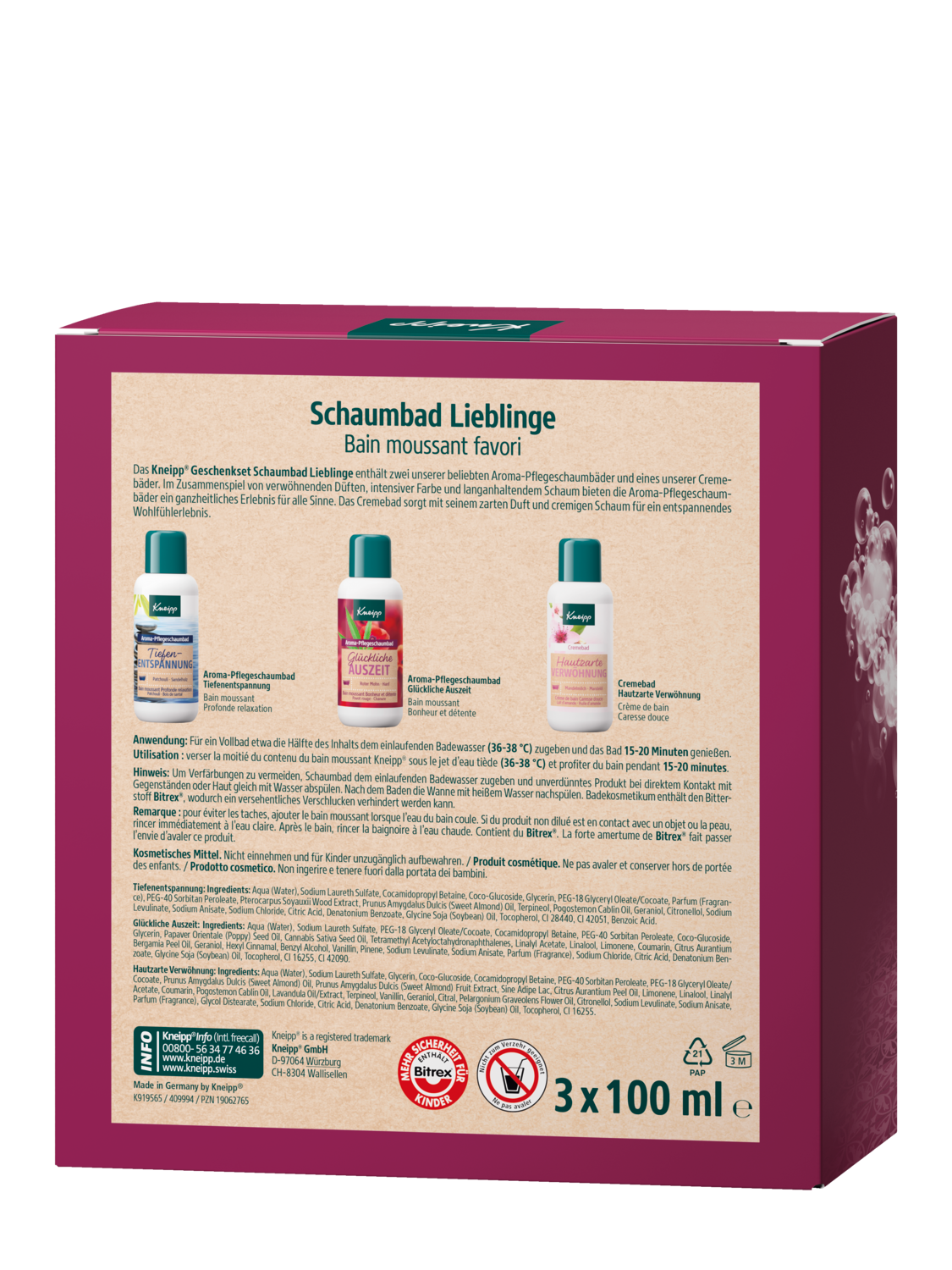 Geschenkset Schaumbad Lieblinge - R&uuml;ckansicht