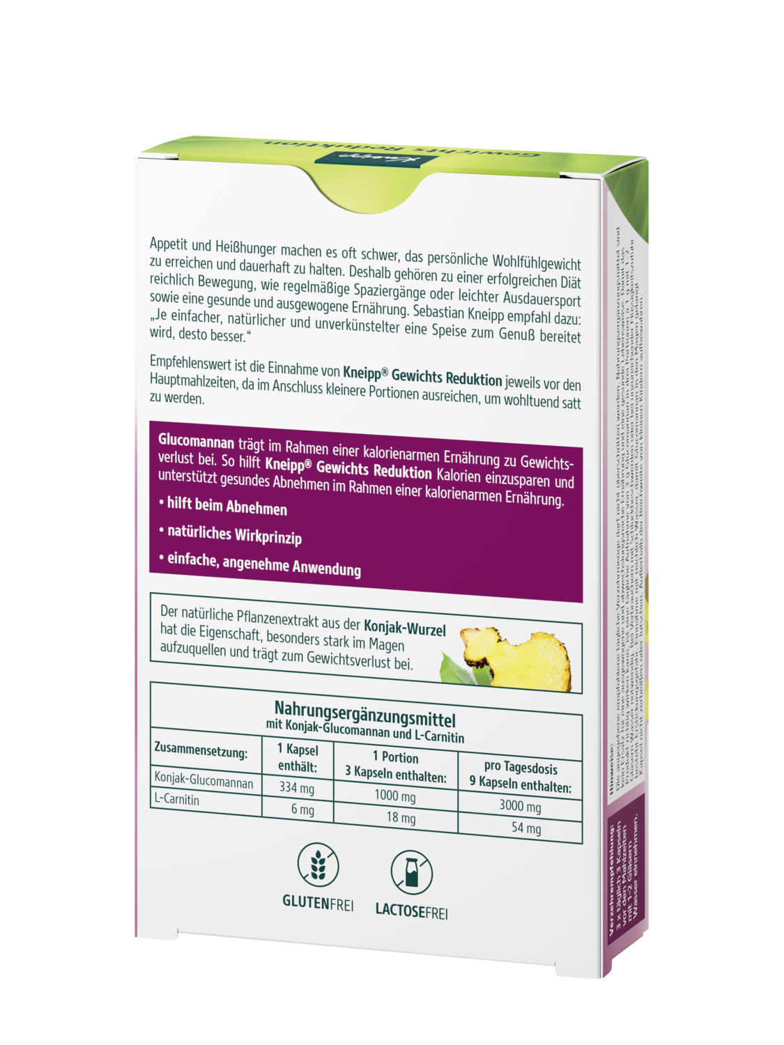 KNEIPP Gewichts Reduktion 400 Kapseln - R&uuml;ckansicht