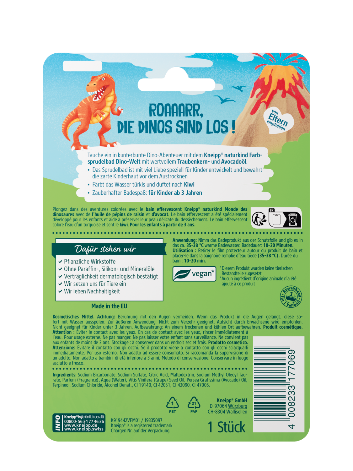 Naturkind Farbsprudelbad Dinowelt - R&uuml;ckansicht