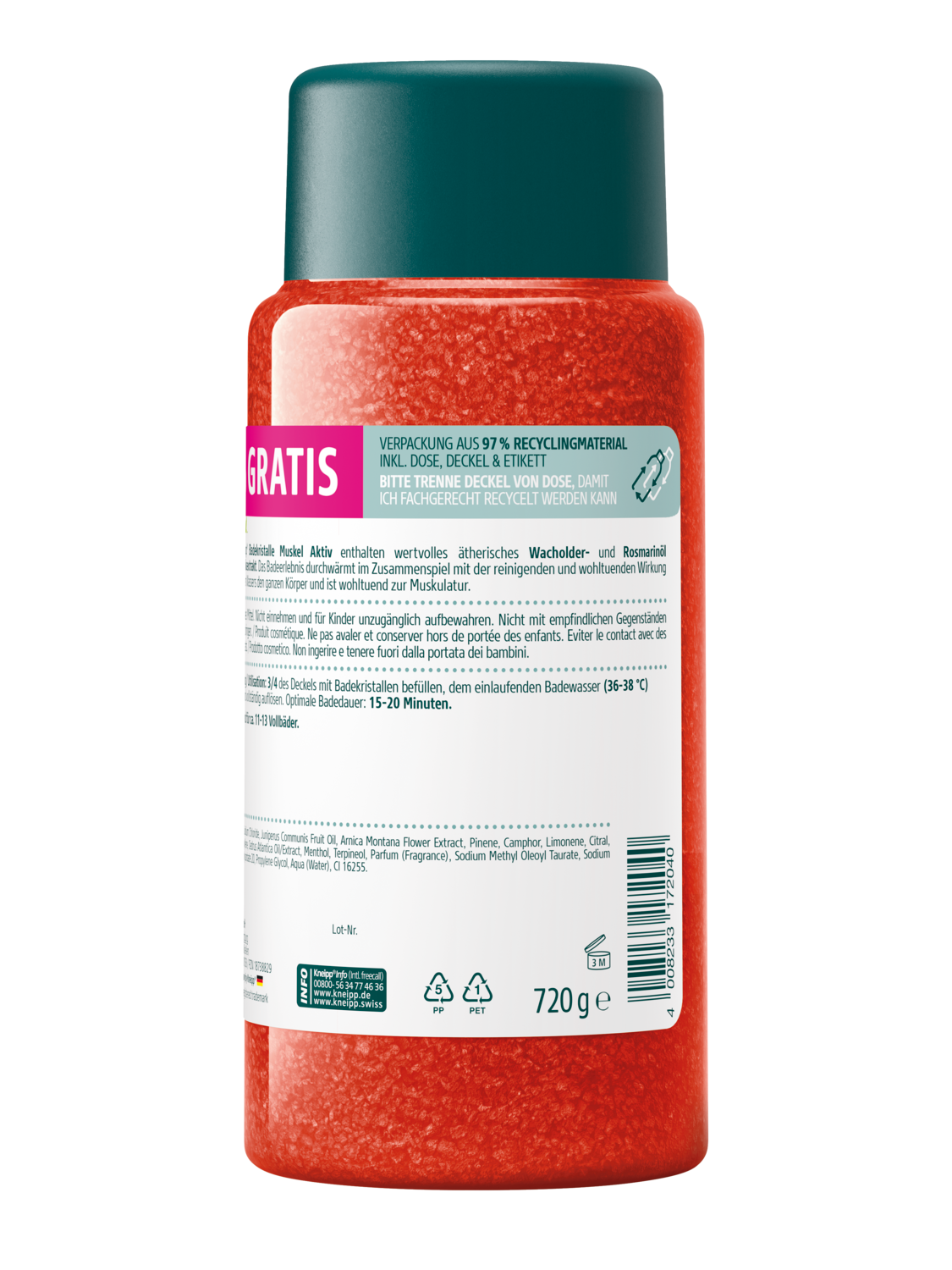 Badekristalle Muskel Aktiv + 20% gratis - R&uuml;ckansicht