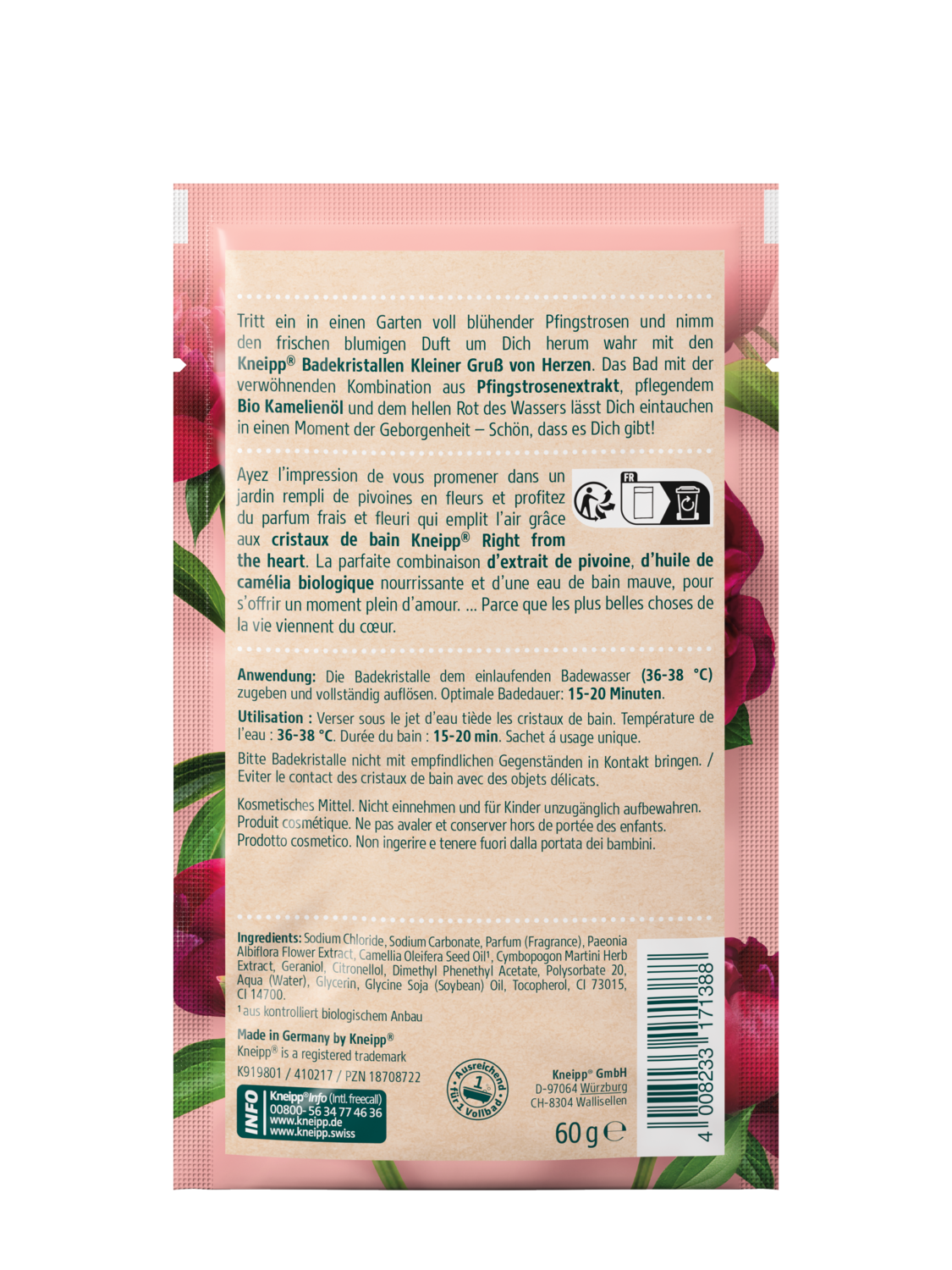 Badekristalle Kleiner Gru&szlig; von Herzen - R&uuml;ckansicht