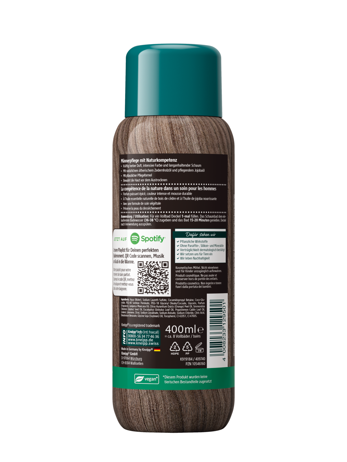 Aroma-Pflegeschaumbad M&auml;nnersache - R&uuml;ckansicht