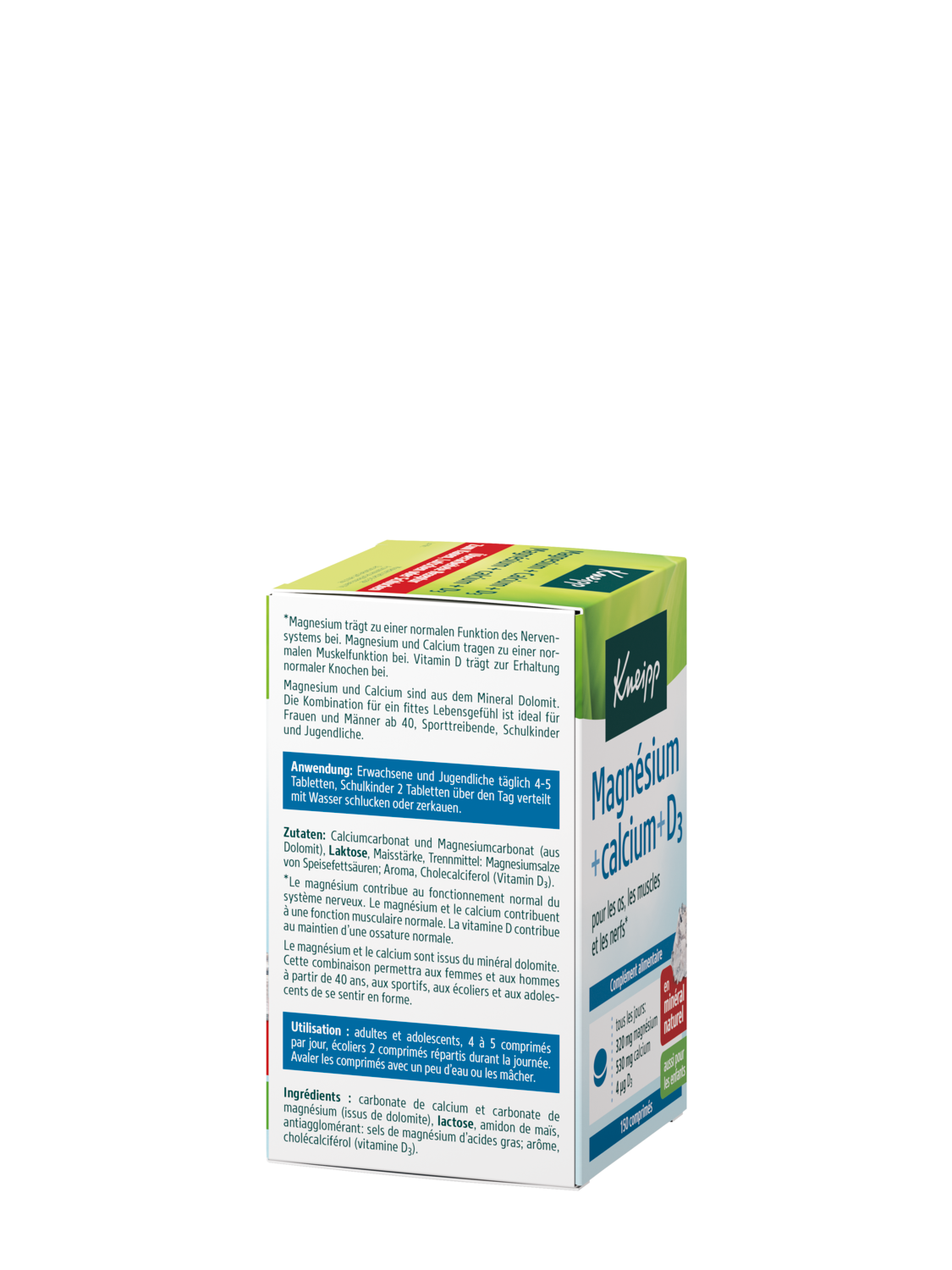 Magnesium + Calcium + Vitamin D3 - Linke Ansicht