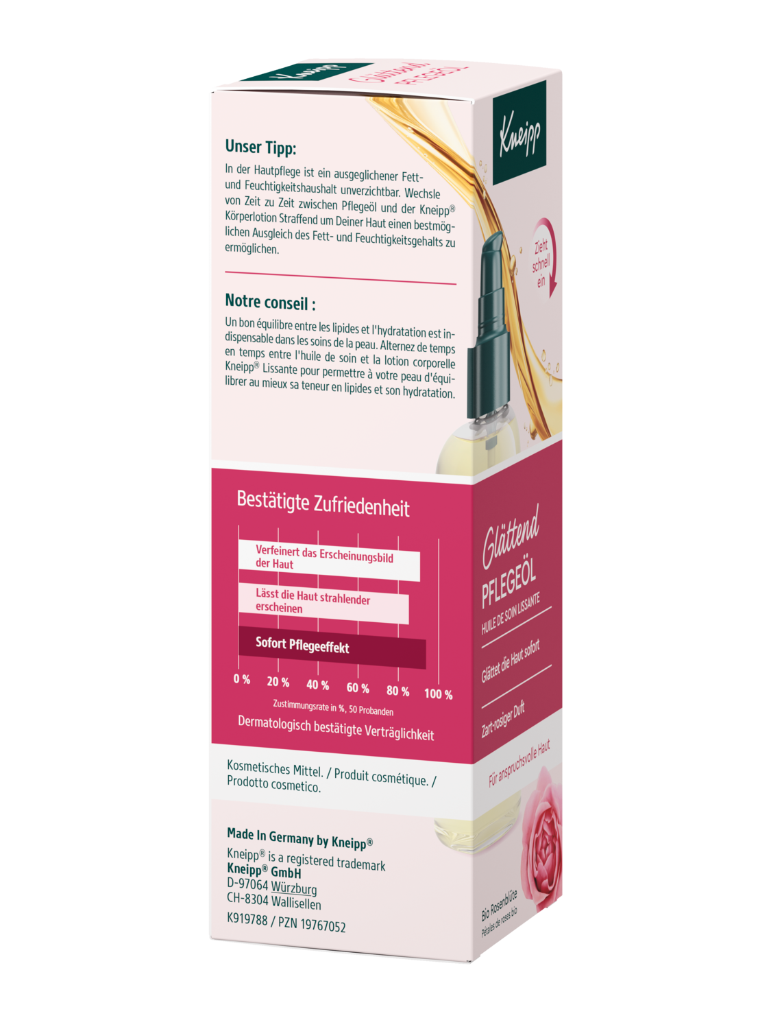 Gl&auml;ttend Pflege&ouml;l - Rechte Ansicht