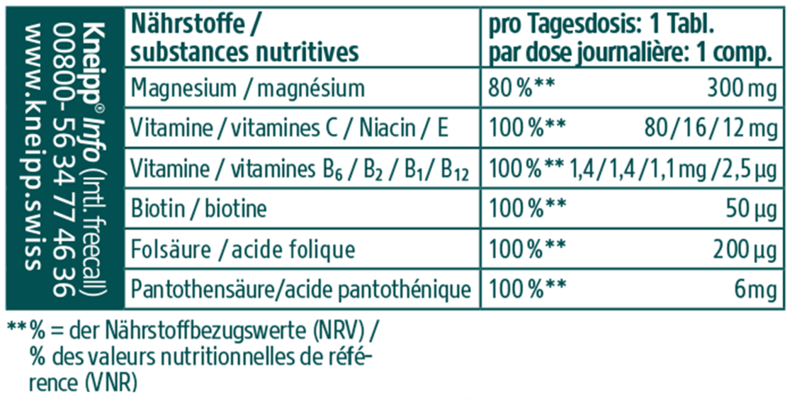 Nat&uuml;rliches Magnesium + B-Vitamine + C + E - Linke Ansicht