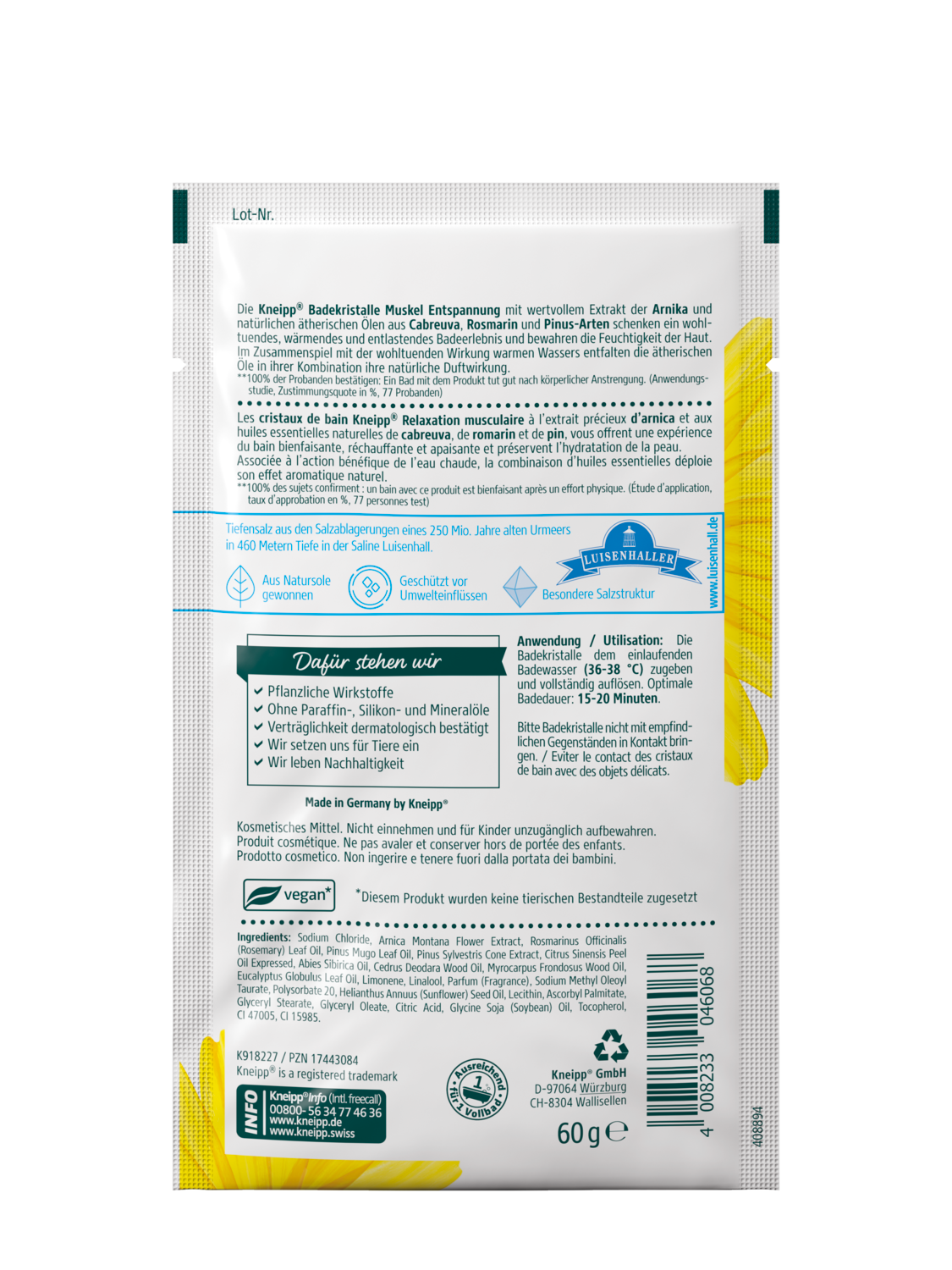 Badekristalle Muskel Entspannung - R&uuml;ckansicht
