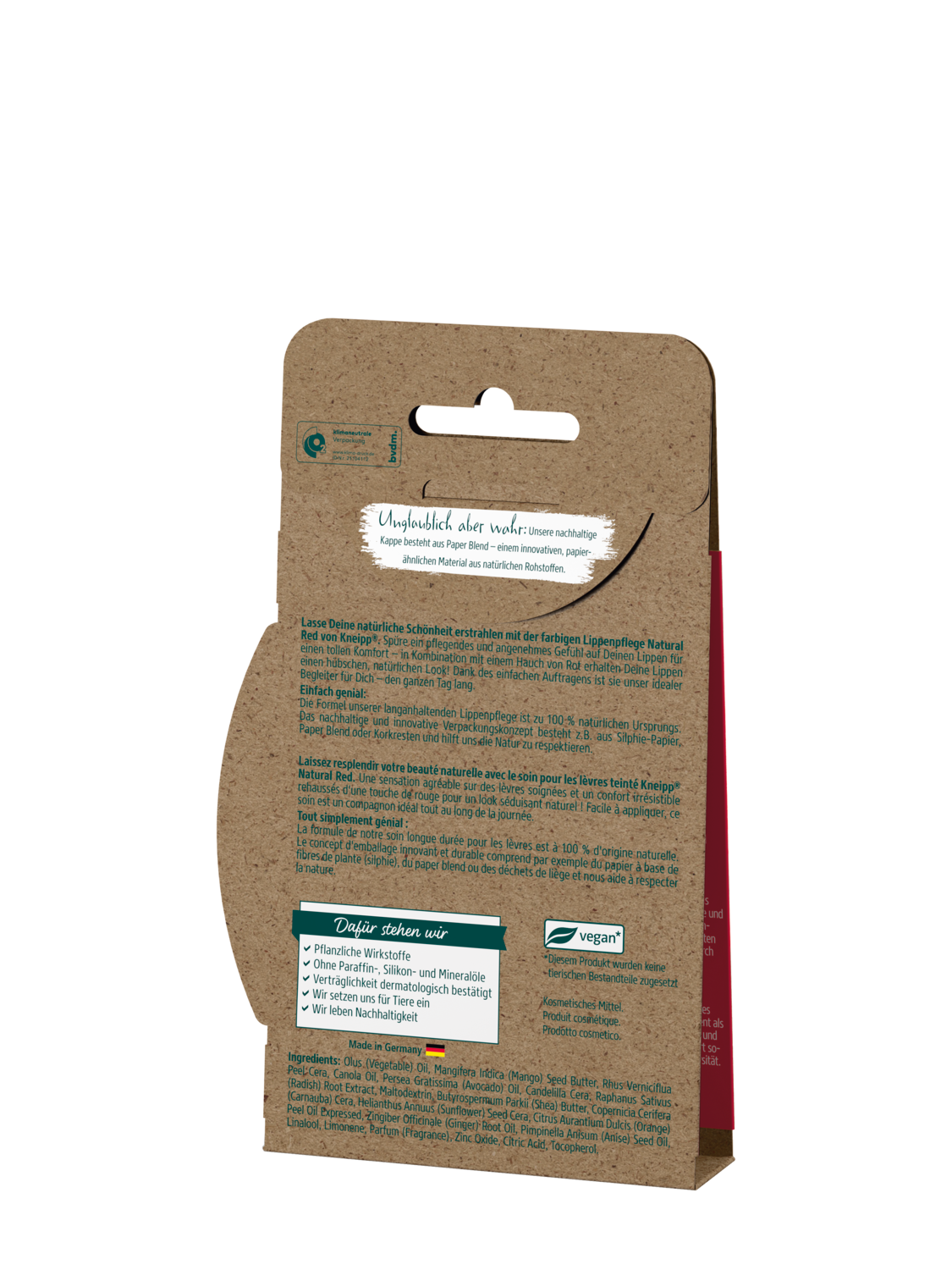 Farbige Lippenpflege Natural Red - R&uuml;ckansicht