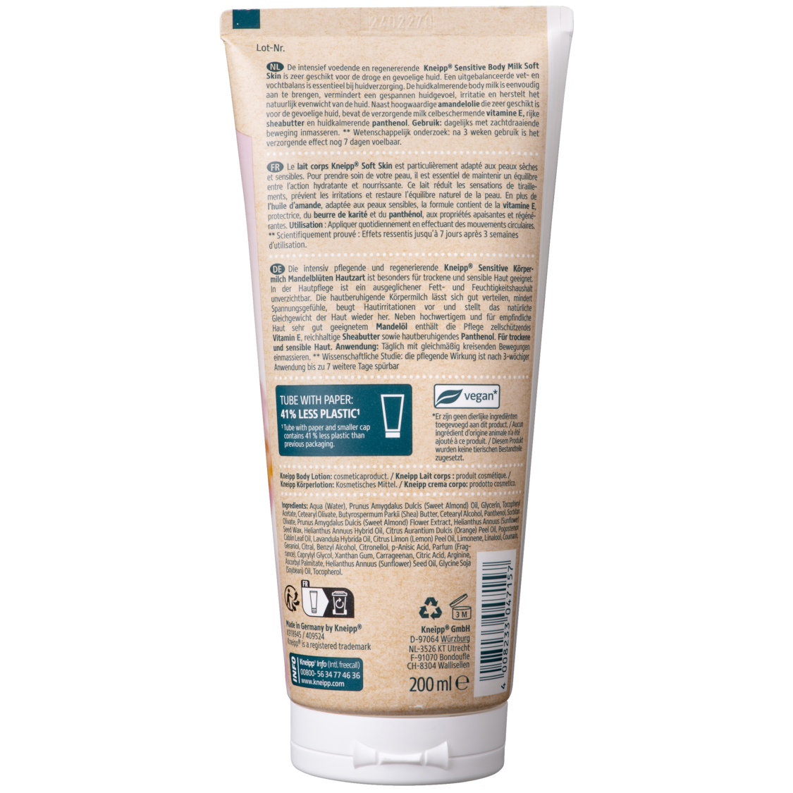 K&ouml;rpermilch Sensitive Mandelbl&uuml;te Hautzart  - R&uuml;ckansicht