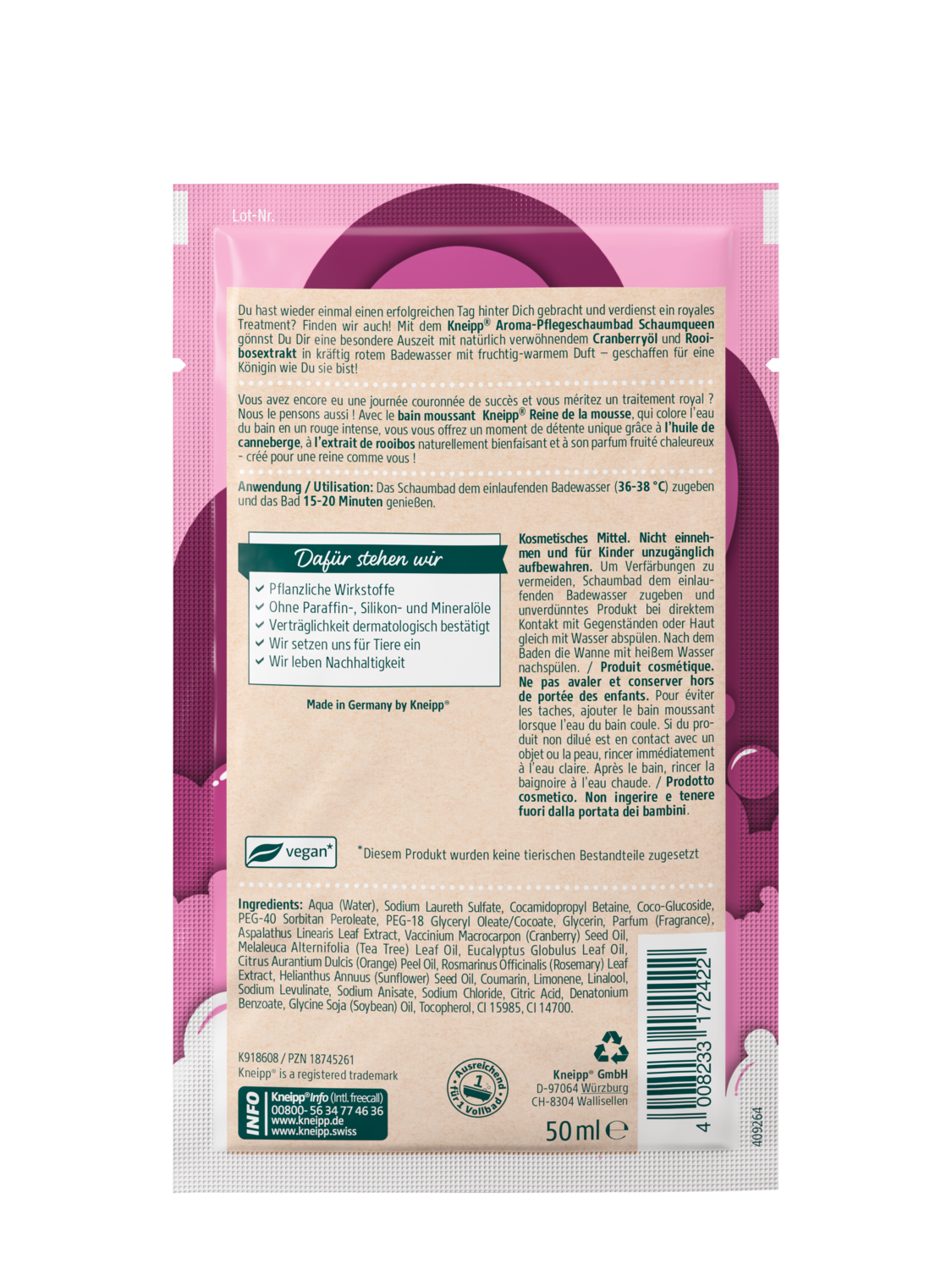 Aroma-Pflegeschaumbad Schaumqueen - R&uuml;ckansicht