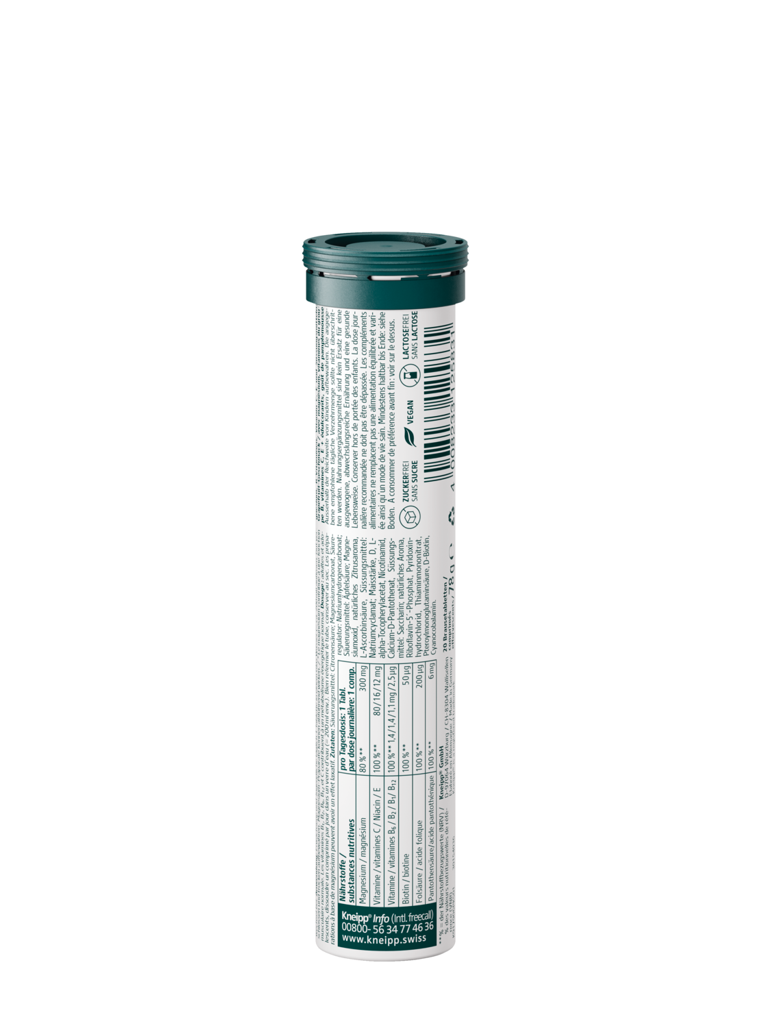 Nat&uuml;rliches Magnesium + B-Vitamine + C + E - R&uuml;ckansicht
