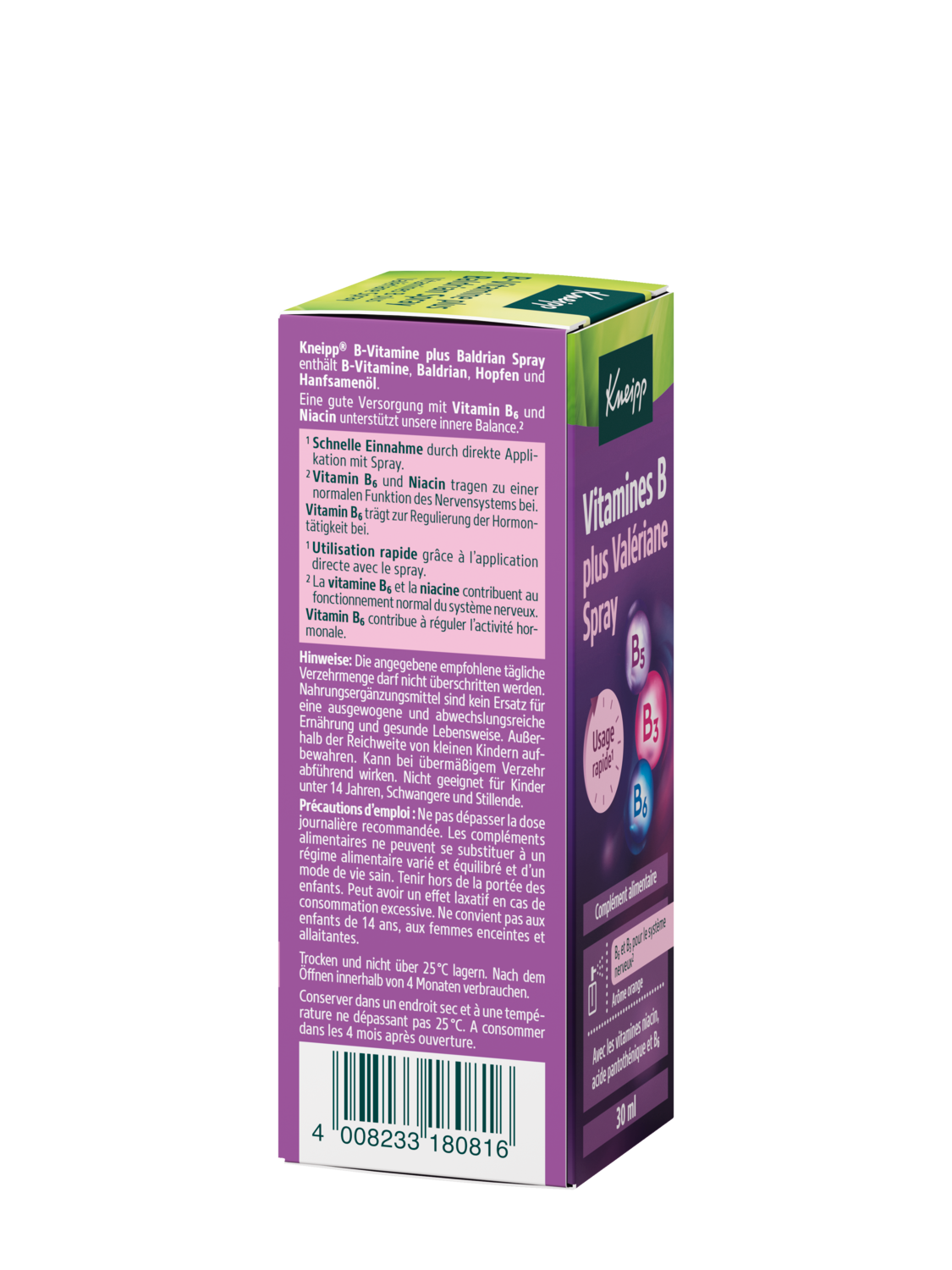 B-Vitamine plus Baldrian Spray - Linke Ansicht