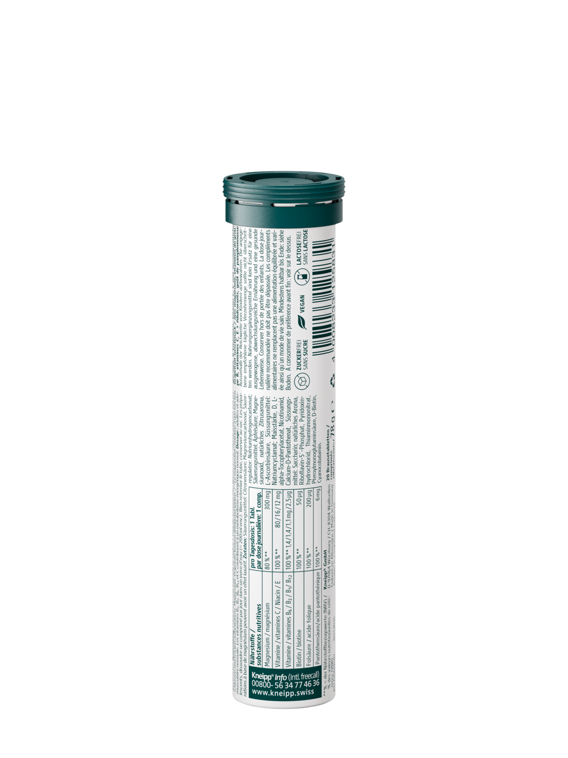 Nat&uuml;rliches Magnesium + B-Vitamine + C + E - R&uuml;ckansicht
