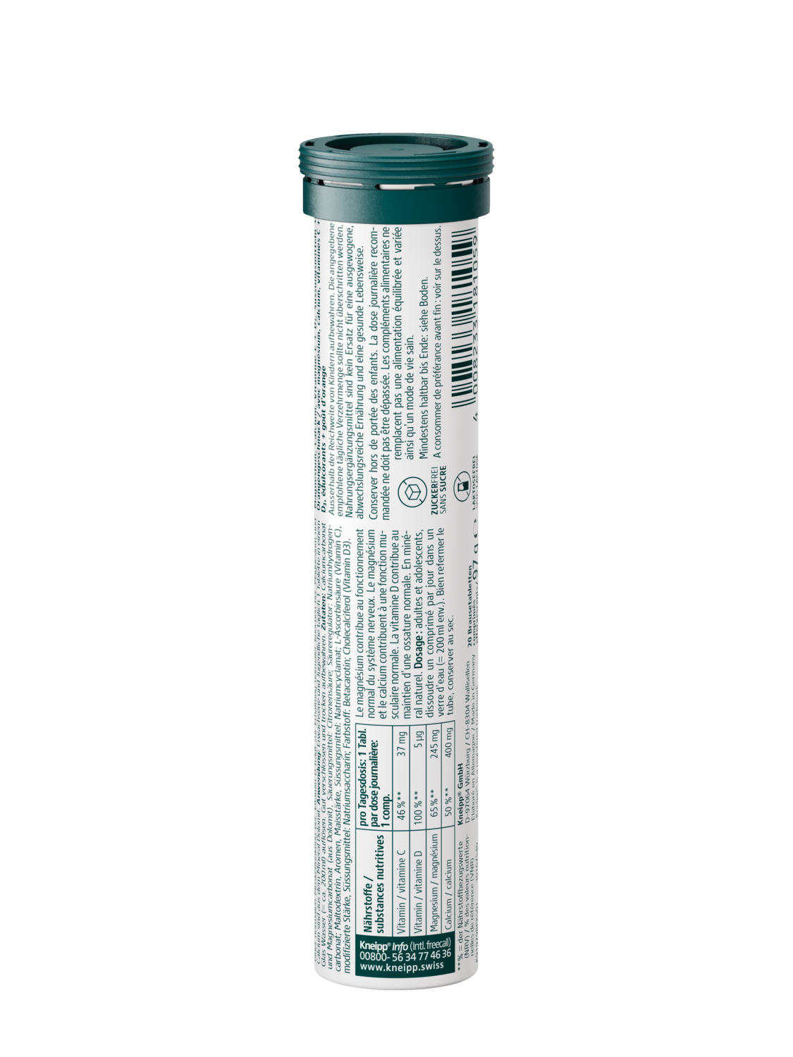 Nat&uuml;rliches Magnesium Calcium Vitamin D3 - R&uuml;ckansicht